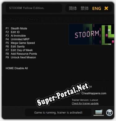 STOORM Yellow Edition.: Трейнер +9 [v1.3]