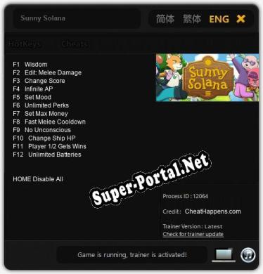 Sunny Solana: Читы, Трейнер +12 [CheatHappens.com]