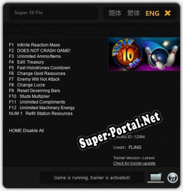 Super 10 Pin: Трейнер +13 [v1.6]