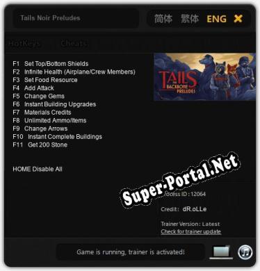 Tails Noir Preludes: Трейнер +11 [v1.2]