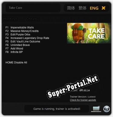 Трейнер для Take Care [v1.0.6]