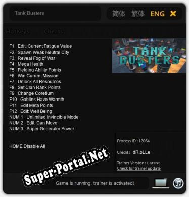 Tank Busters: ТРЕЙНЕР И ЧИТЫ (V1.0.97)