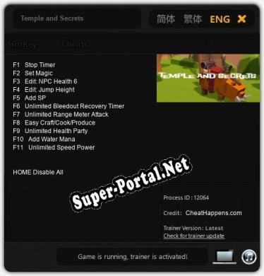 Temple and Secrets: Читы, Трейнер +11 [CheatHappens.com]