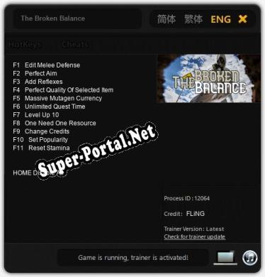 Трейнер для The Broken Balance [v1.0.4]