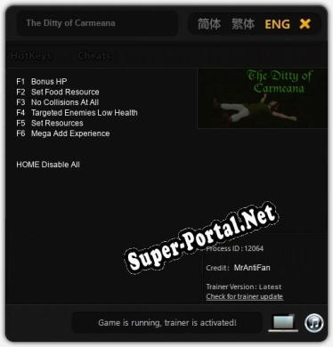 The Ditty of Carmeana: Трейнер +6 [v1.6]