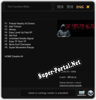 The Faceless Killer: ТРЕЙНЕР И ЧИТЫ (V1.0.25)