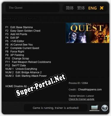 Трейнер для The Quest [v1.0.7]