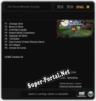 The Secret Monster Society: Трейнер +9 [v1.4]