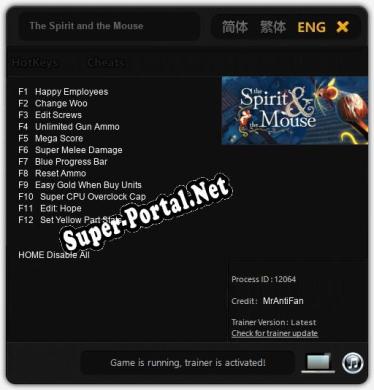 Трейнер для The Spirit and the Mouse [v1.0.7]