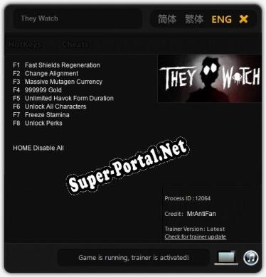 They Watch: Трейнер +8 [v1.3]