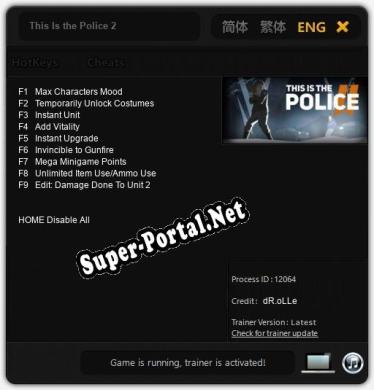 Трейнер для This Is the Police 2 [v1.0.5]