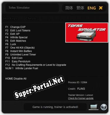 Tofas Simulator: Трейнер +13 [v1.5]