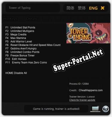 Трейнер для Tower of Typing [v1.0.9]