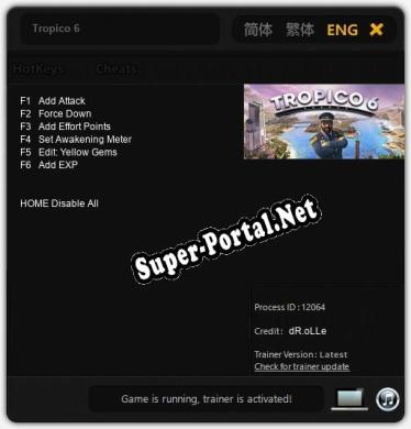 Tropico 6: Трейнер +6 [v1.2]