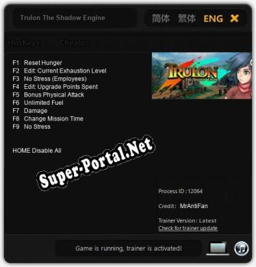 Трейнер для Trulon The Shadow Engine [v1.0.2]