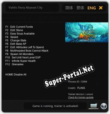 Трейнер для Valdis Story Abyssal City [v1.0.7]
