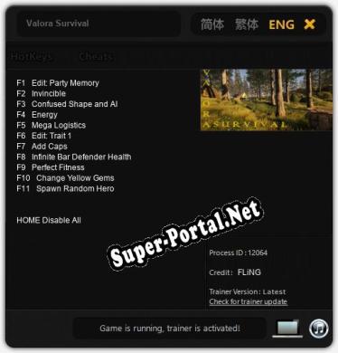Трейнер для Valora Survival [v1.0.3]