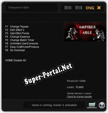 Vampires Fable: Трейнер +8 [v1.1]