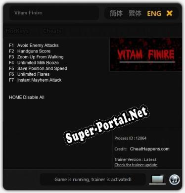 Трейнер для Vitam Finire [v1.0.8]