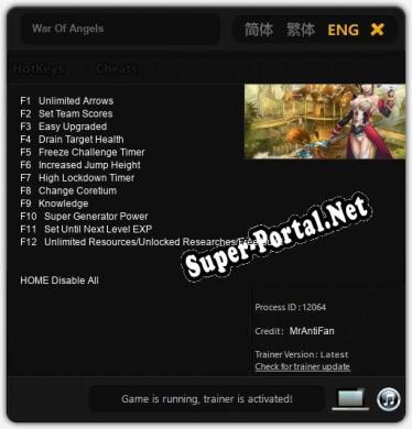Трейнер для War Of Angels [v1.0.8]