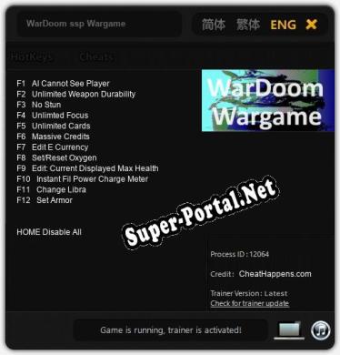 WarDoom ssp Wargame: Читы, Трейнер +12 [CheatHappens.com]