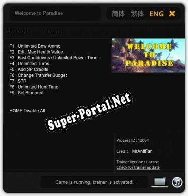 Welcome to Paradise: ТРЕЙНЕР И ЧИТЫ (V1.0.78)