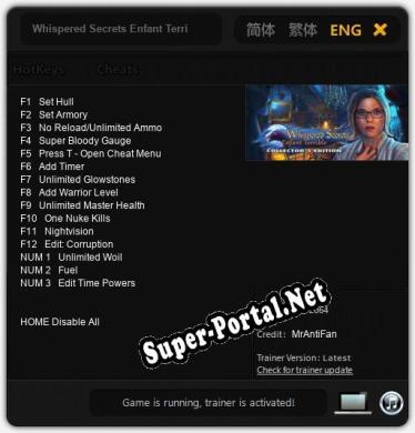 Whispered Secrets Enfant Terrible Collectors Edition: ТРЕЙНЕР И ЧИТЫ (V1.0.57)